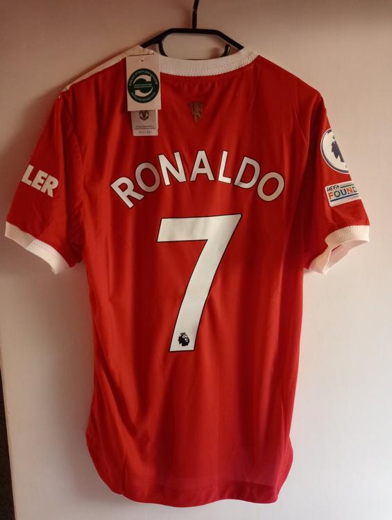 Adidas Authentic Manchester United Cristiano Ronaldo Home Jersey w/ Champions League Patches 21/22 (Real Red/White) Size 2XL