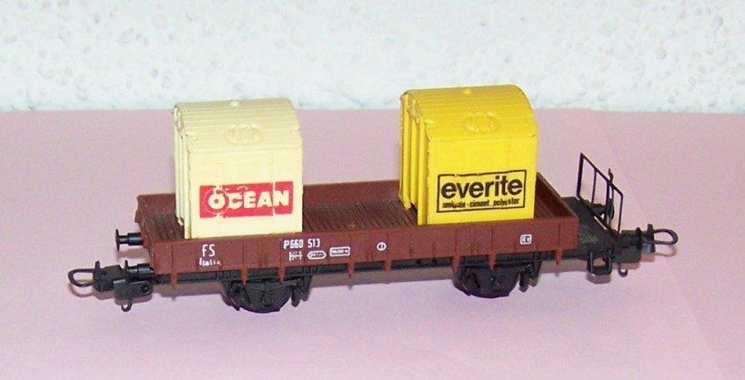 Lima Modellini di ferrovie: Lima H0 2862: FS Güterwagen, mit Container everite + OCEAN – Usato da Brüttisellen venduto da Rentner44zh 2