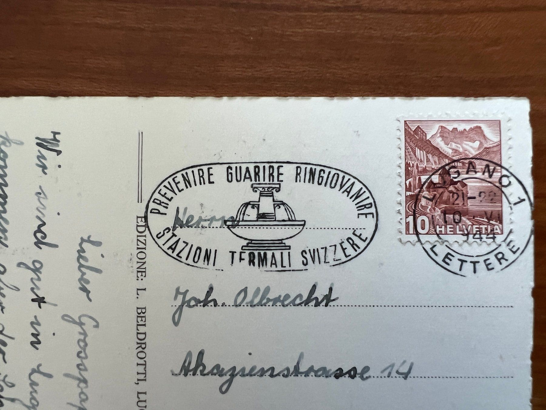 Cartoline postali: AK   1944 Lugano   (G2339) – Usato da Hinwil venduto da Sidi4 1