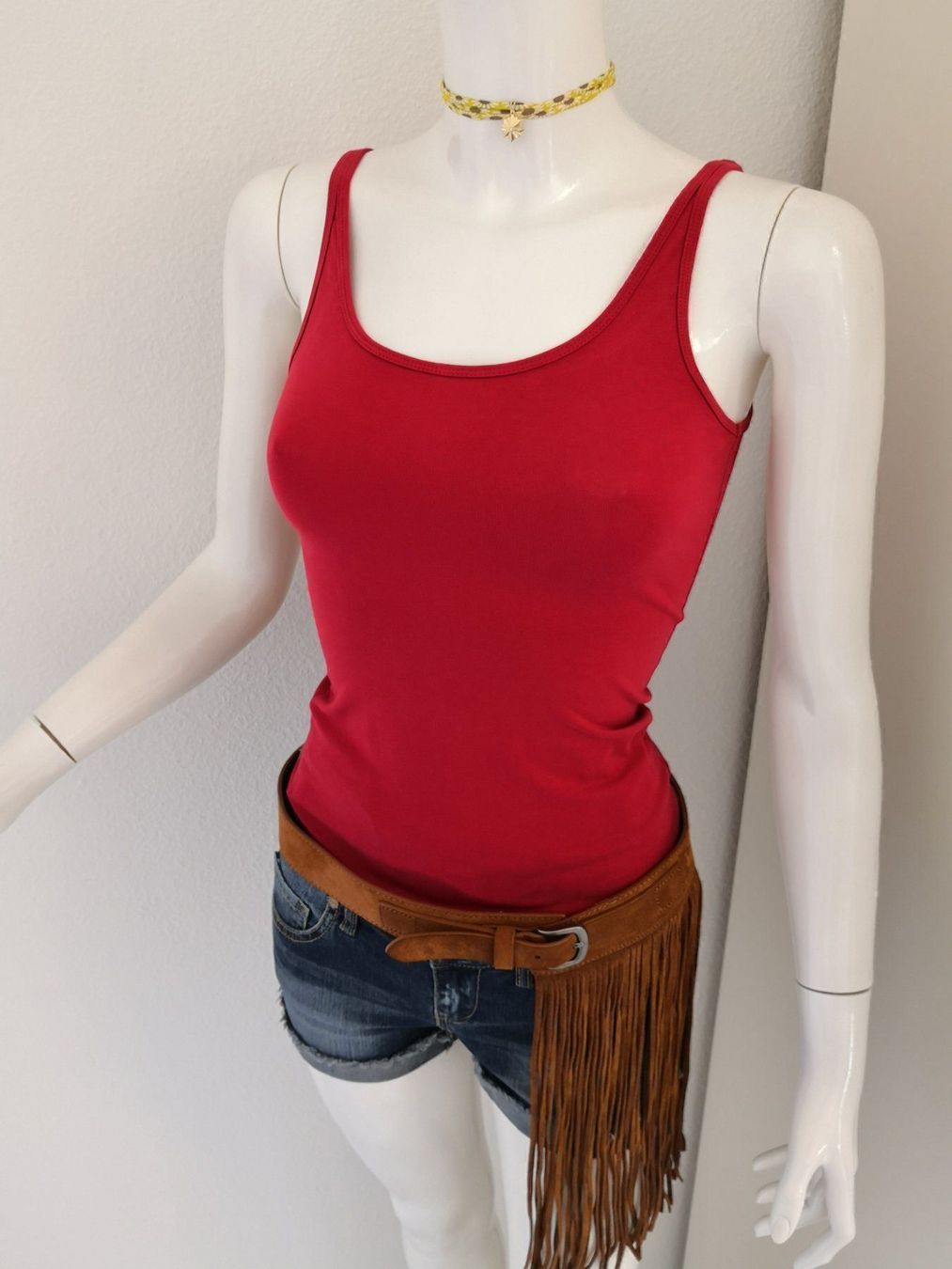 Mango Top: 🤩MANGO BASIC STRETCH TRÄGER TOP ROT NEU – Nuovo (secondo la descrizione) da Olten venduto da Naja-Twins-Twins 1