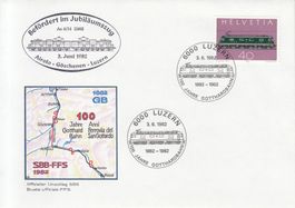 Sonderstempel S. 1091, befördert mit Jubiläumszug 1982