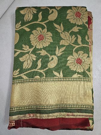Green and red silk saree