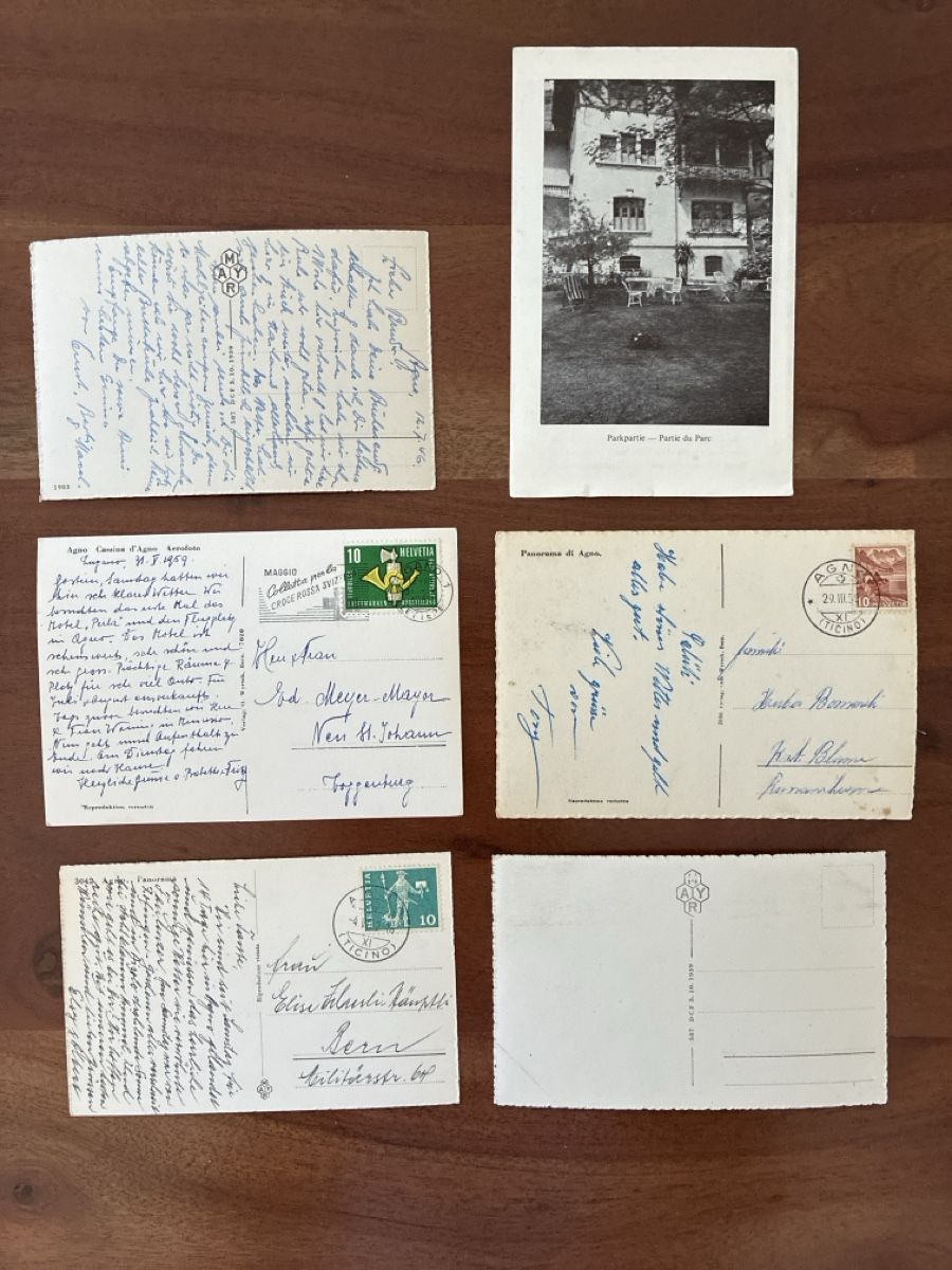 Cartoline postali: 10 Ansichtskarten Schweiz von Agno TI & 1 Prospekt – Usato da Oftringen venduto da Cla.vD.74 1