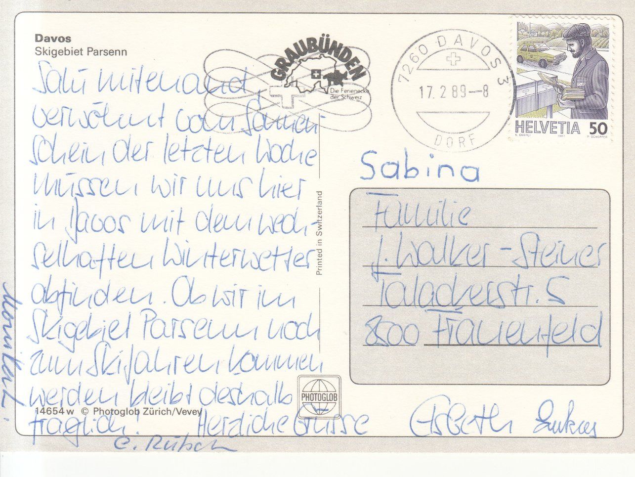 Cartoline postali: Davos 1989 – Usato da Bürglen TG venduto da StampGraf 1