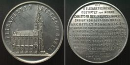 ST. ELISABETHEN KIRCHE BASEL Medaille 1865 v. Schmidlin Zinn