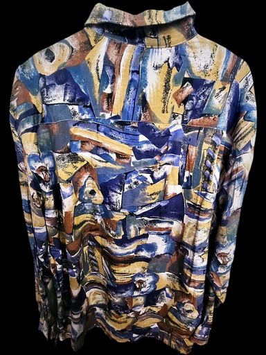 Camicie: Button-Down-Hemd mit abstraktem Muster - Mehrfarbiges Design – Usato da Zug venduto da vinokilo 3
