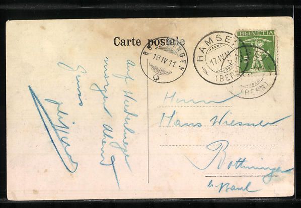 Cartes postales: Langnau, Strassenpartie mit Wohnhaus u.  – D'occasion à Berlin par bartko-reher 1