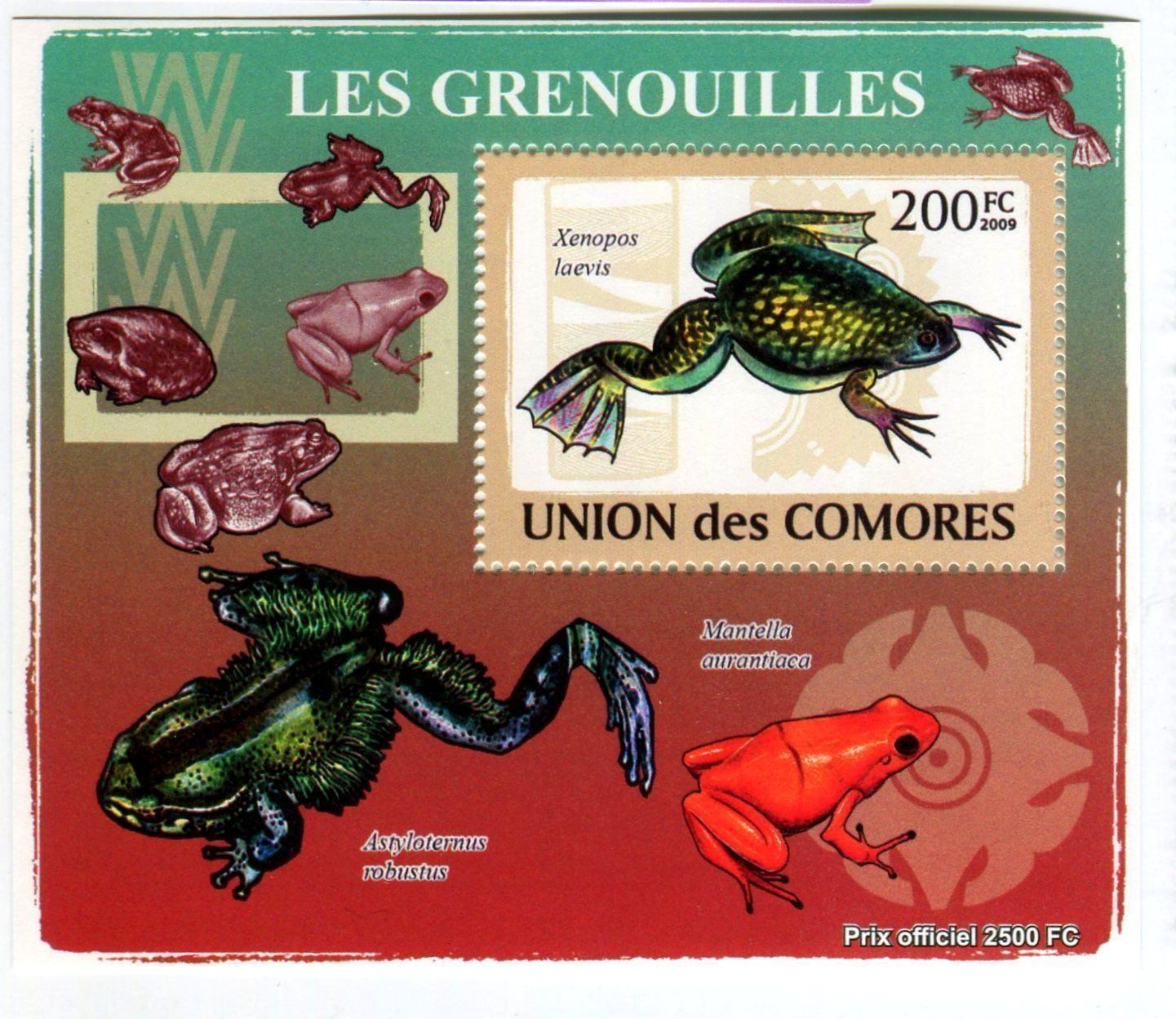 Tous les timbres: Block "Frösche". Komoren. – Neuf avec emballage d'origine à Basel par Butsch5