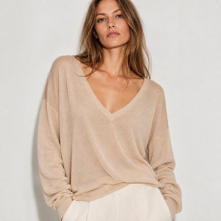 ZARA Feinstrickpullover V-Ausschnitt Pullover Gr.38-40 Neu