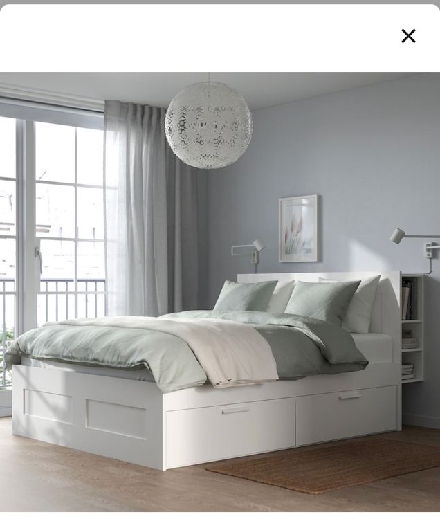 Ikea white bed frame with storage and headboard. Queen Kaufen auf Ricardo