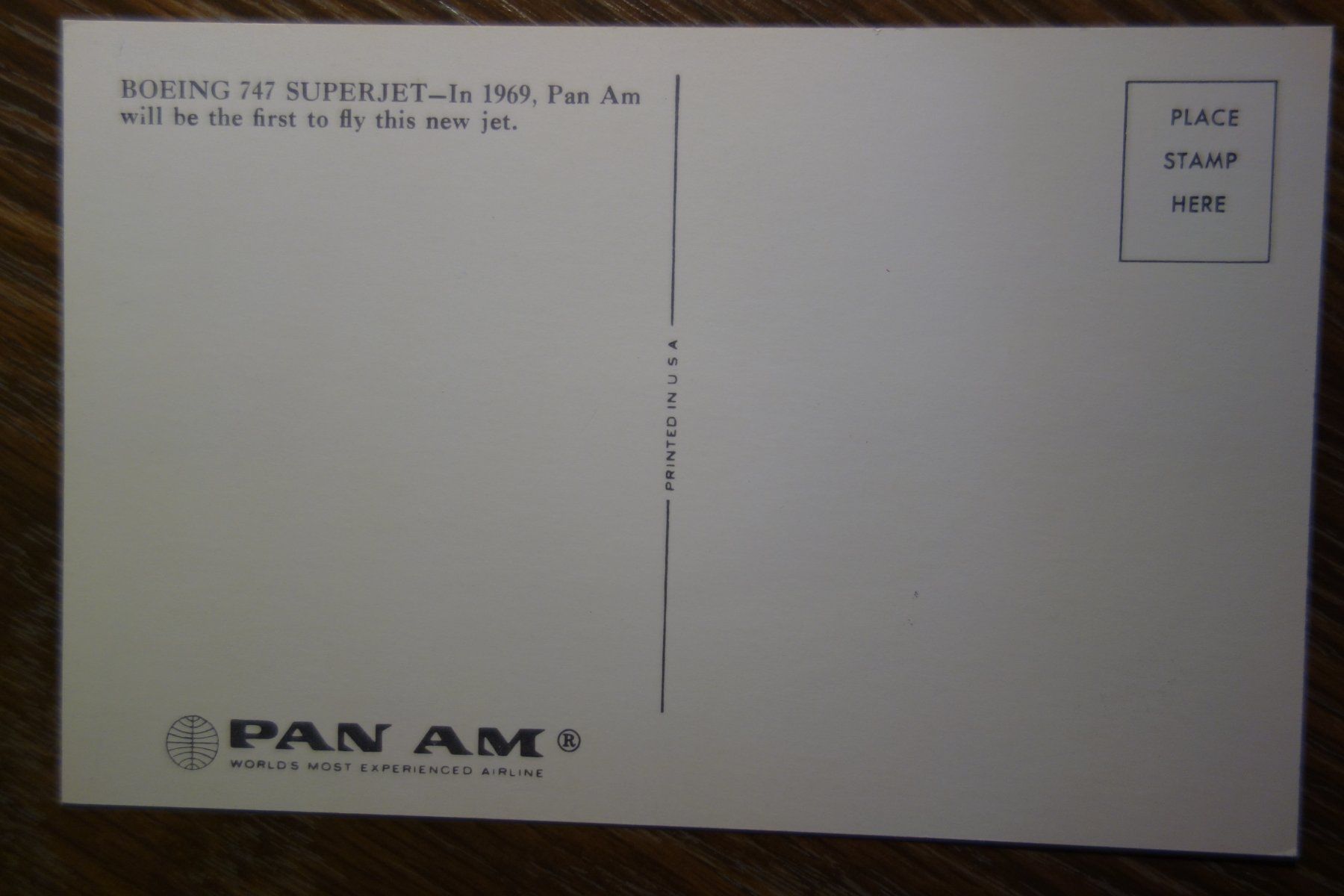 Cartoline postali: Ansichtskarte,  PAN AM, Boeing 747/  In 1969 – Nuovo (secondo la descrizione) da Vitznau venduto da Bootpkz 1