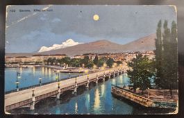 Genève. Effet de nuit  Vollmondkarte - ungelaufen