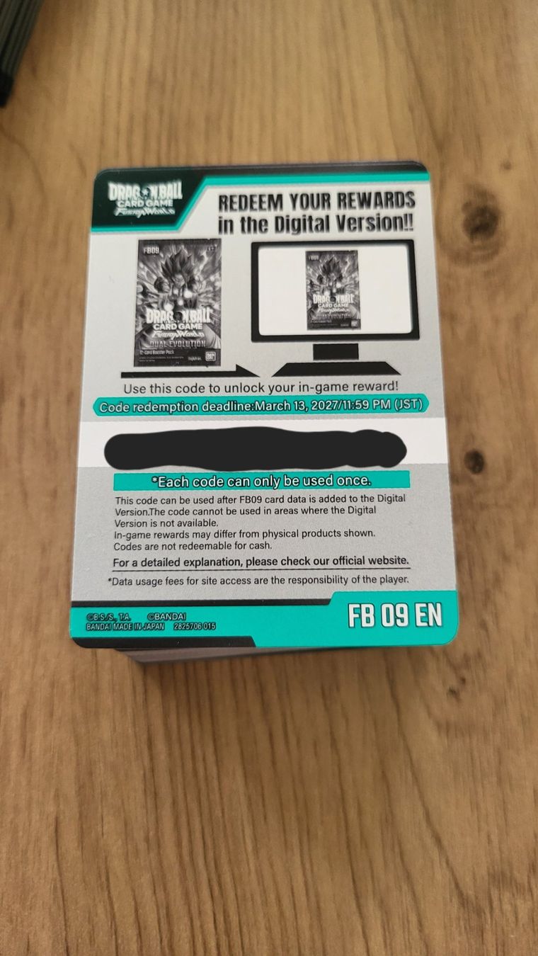 Bandai Carte collezionabili: Dragon ball fusion world virtual game booster code (145)FB09 – Usato da Lausanne venduto da Oliverk.01