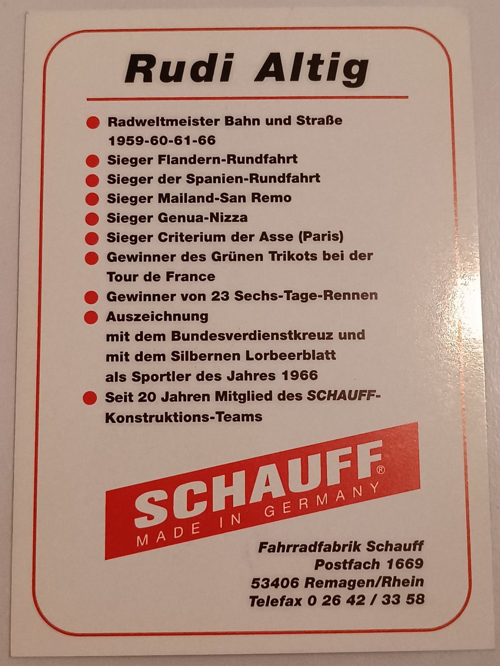 Autogramme: Rudi Altig – Gebraucht aus Menziken von Autogramme 1