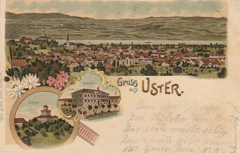 Grafiken & Lithographien: Top 3-Bild Litho Uster Verl. Künzli 1900 – Gebraucht aus Horgen von Wasser2