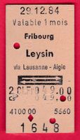 KARTON BILLETT, FRIBOURG - LEYSIN, 2.KLASSE, RETOUR