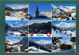 Grächen, 1982, Mehrbilderkarte, gelaufen, Grossformat