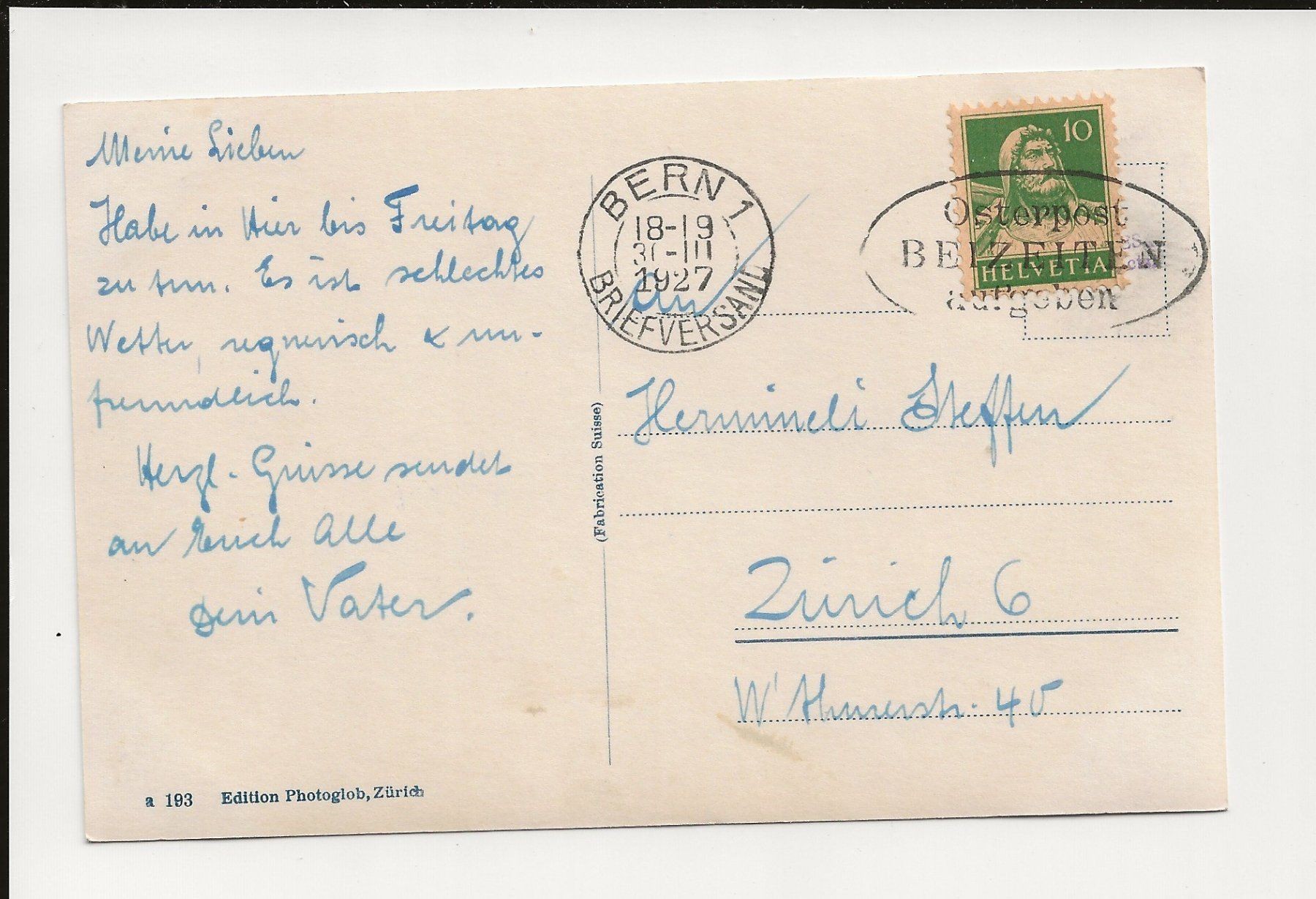 Cartoline postali: AK 1927 Bern  mit Tram - seltene Ansicht – Usato da Greifensee venduto da 315WDO 1