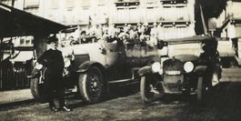 uralte AK Saurer Taxi/Ausflugscabriolet/Schild/Rarität