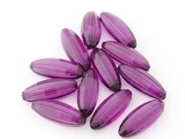 12 x facettierte Acryl Perlen lang oval lila 33mm x 12mm