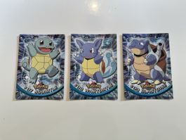 Pokémon TOPPS Series 1: Squirtle, Wartortle, Blastoise