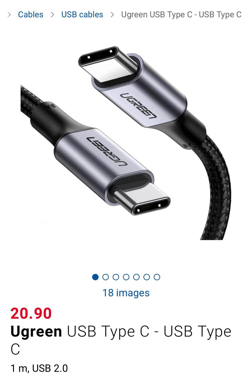 Ugreen Cavi: Original Ugreen USB-C Ladekabel 1m Apple - iPhone 16 pro Max – Nuovo e nell'imballaggio originale da Olten venduto da Lamb_of_God