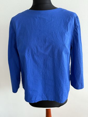 Blaue Bluse Grösse S mit Kellerfalte