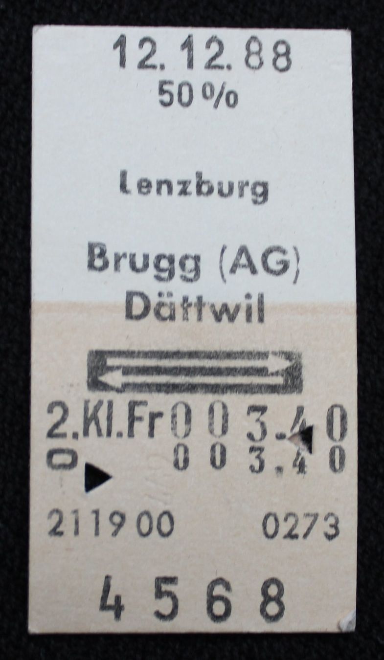 Biglietti: Alte Bahn Billette, Karton 1988/1989 – Usato da Herznach venduto da atsirch60 3
