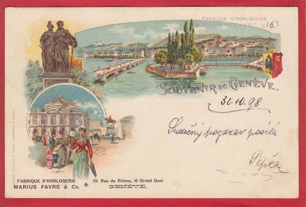 Cartoline postali: GENÈVE, LITHO 1898 – Usato da Grüningen venduto da Kartenlaube