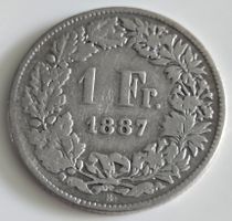 1 Fr. 1887 Helvetia Silber Münze Schweiz guter Zustand