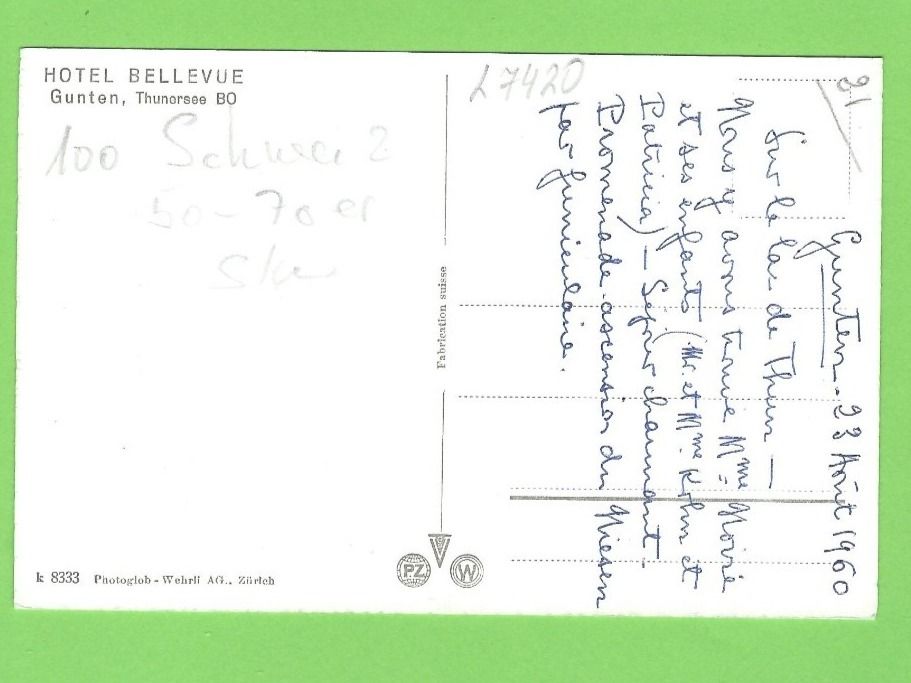 Cartoline postali: Gunten, Hotel Bellevue mit Niesen – Usato da Zürich venduto da t24_de 1
