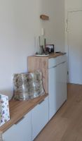 Schuhschrank mit Schuhbank Kombination, Eiche/Weiss
