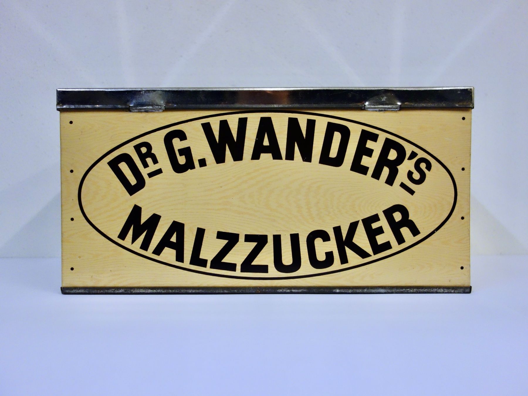 Transportkisten: alte Blechdose Dose mit Glasdeckel DR G. WANDER S MALZZUCKER – Gebraucht aus Kerzers von bottlesandboxes 3