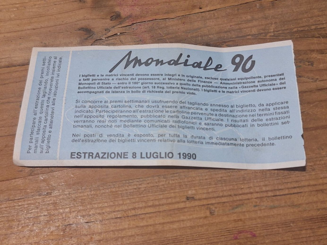 Biglietti: Lotteria Italia 1990 Juli 1990 – Usato da Bellinzona venduto da LA-ropa-de-Juan 1