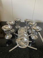 Eis-Kelche mit Löffel, versilbert, 6 Stk. , Schalenset antik
