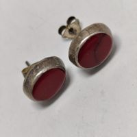 Vintage Silver silber Stud Earrings Boucles d'Oreilles #A3