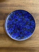 Chinese Decorative Blue Plate with Gold Rim