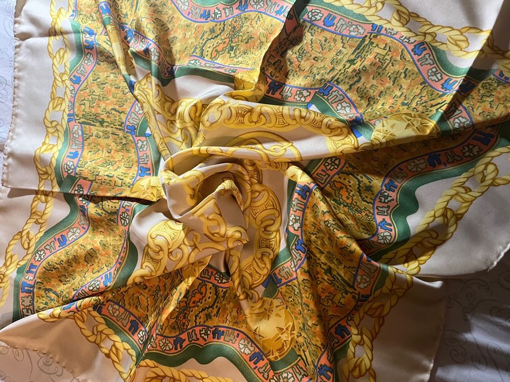 luxueux grand foulard scarf fleuri LEONARD PARIS carré soie 85 X 85 ÉTAT NEUF