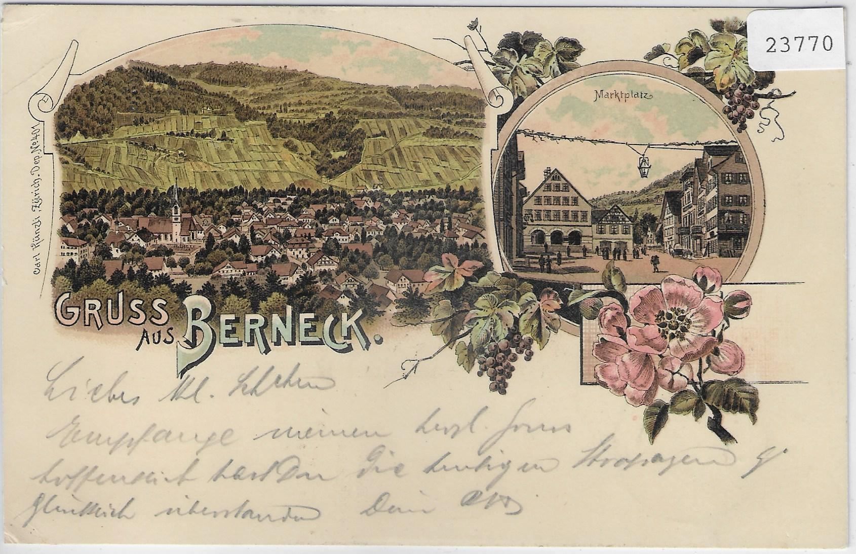 Cartes postales: Gruss aus Berneck - Litho 1898!!!! – Antique à Ettingen par Kartenplanet