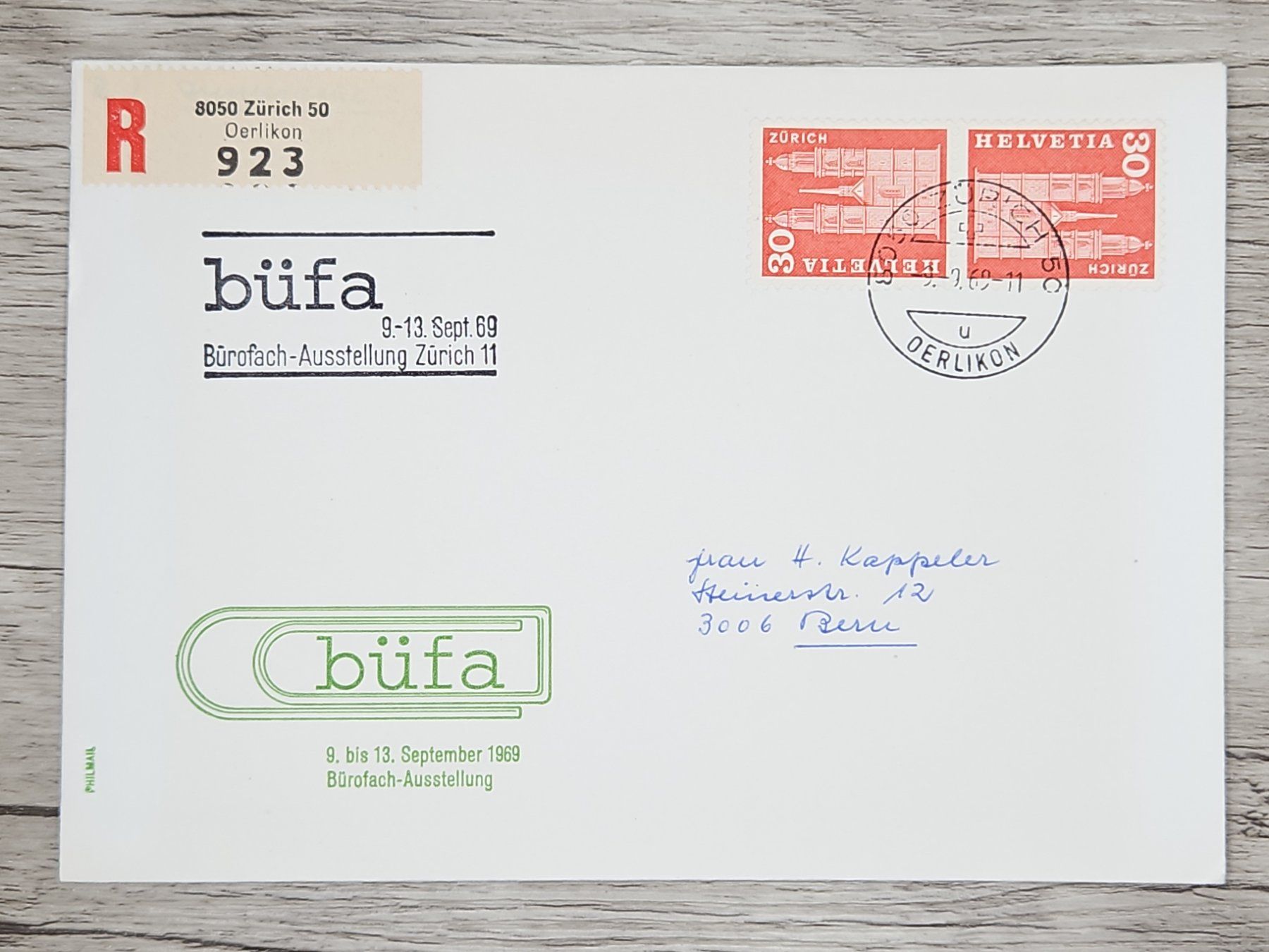 Tutti i francobolli: CL18 Enveloppe + Timbre Suisse 1969 – Usato da Cousset venduto da Patrick_Collections