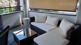 Rattan Lounge Set braun mit Tisch / Gartensofa