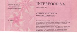 Optionschein/Bon d'option Interfood 1973