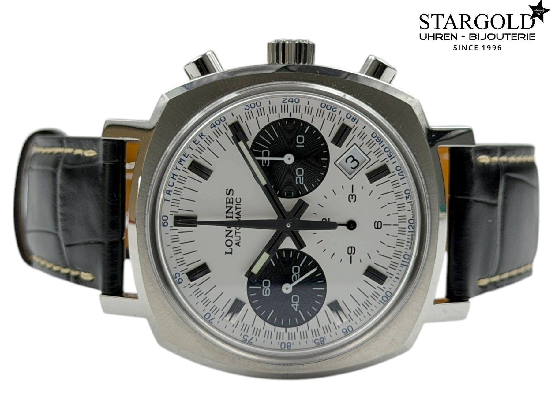 Longines Orologi: Longines Heritage 1973 Column-Wheel Chronograph - L2.791.4.7 – Nuovo e nell'imballaggio originale da Zürich venduto da Stargold-Uhren 3