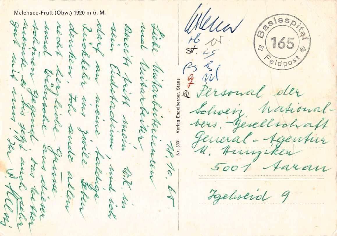 Cartoline postali: GRUSS aus MELCHSEE - Basis-Spital ! – Usato da Winterthur venduto da SchatzchischtliWinti 1