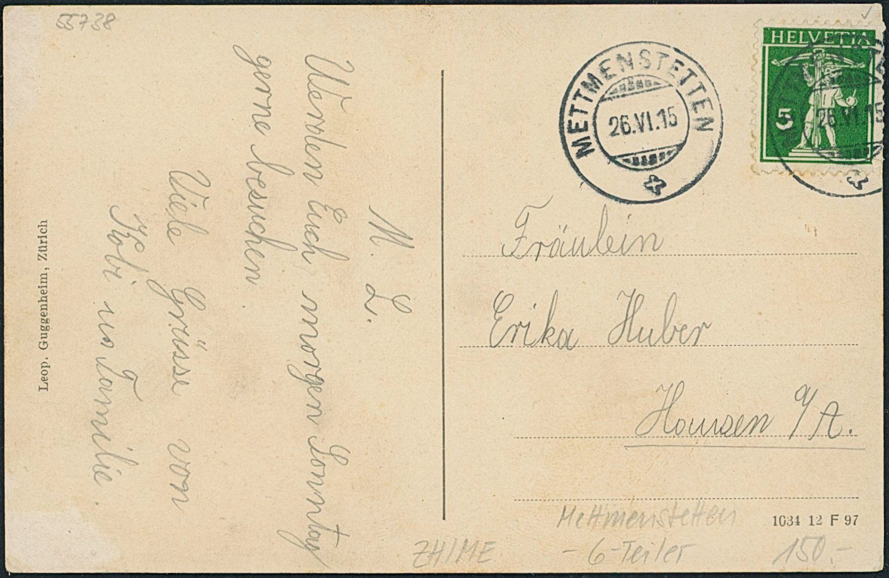 Cartoline postali: ZH Mettmenstetten – Usato da Schindellegi venduto da stationary 1