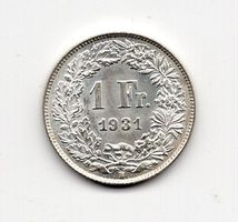 (1066) Schweiz, 1 Franken, 1931, top stgl