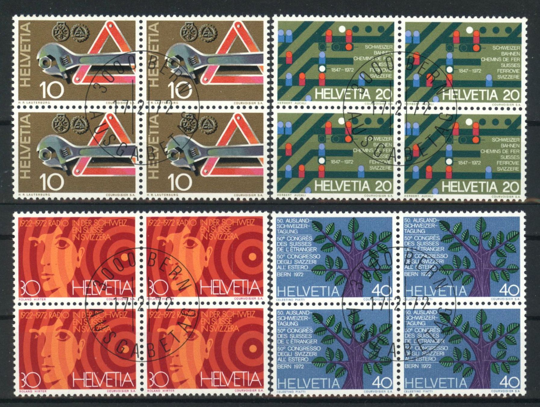 Tutti i francobolli: 1972, Viererblöcke, ET, Sonderpostmarken – Usato da Willisau venduto da Vollstempel