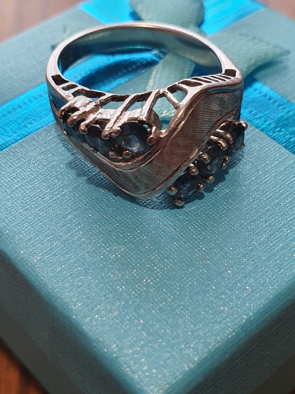 Anelli: Stilvoller 1970/80er 925er Silber Saphir-Ring – Usato da Wohlen AG venduto da palmsprings 6