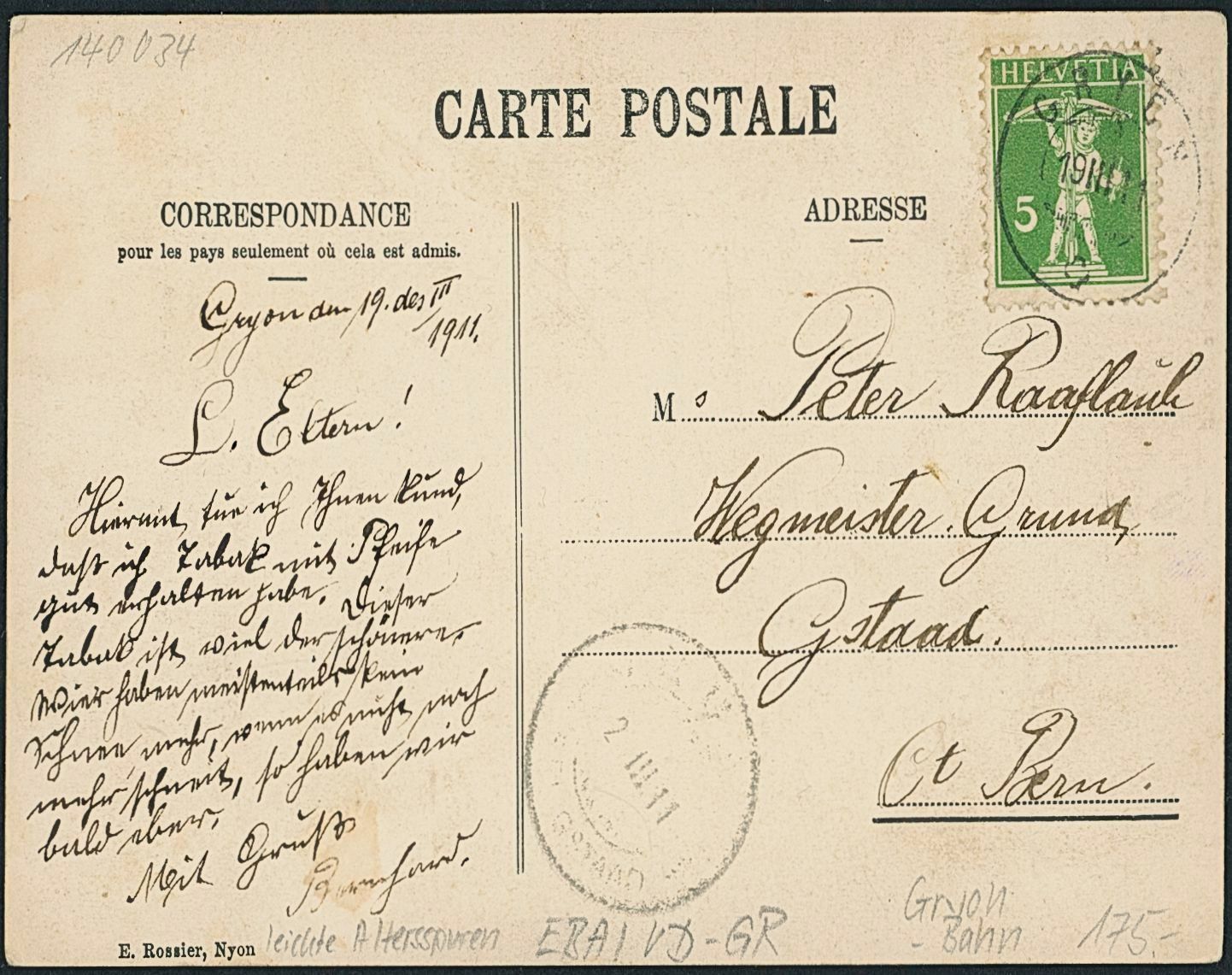 Cartoline postali: VD Gryon - Bahnhof - Bahn BGVC – Usato da Schindellegi venduto da masutka7 1