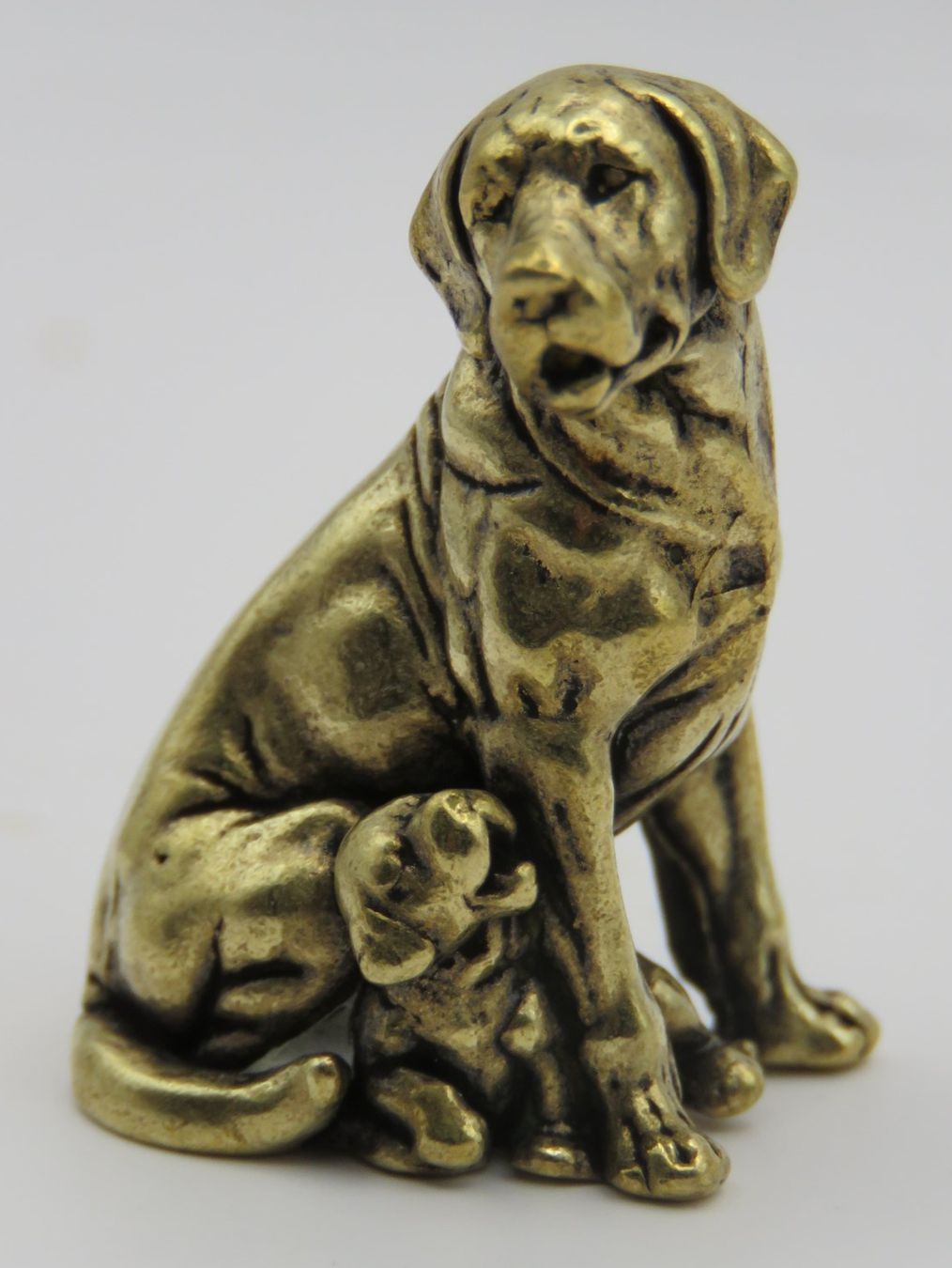 Statuette: LABRADOR mit WELPE - Messing Figur - Dekoration - 3x2cm – Nuovo e nell'imballaggio originale da Grenchen venduto da Yamahwildstar16 1